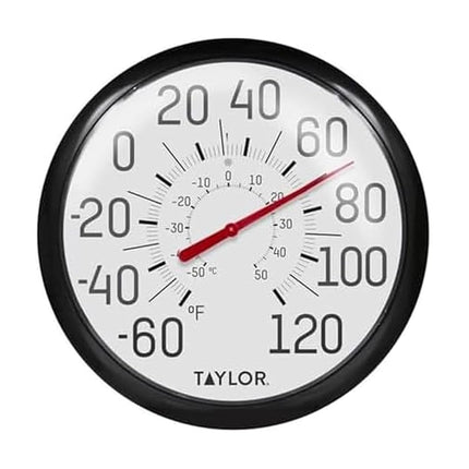 Taylor Precision Products Big and Bold Wall Thermometer, 13.25 inch, Black