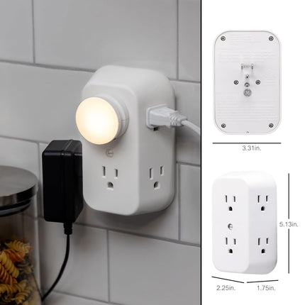 GE 6-Outlet Extender, 2 Pack, Grounded Wall Tap, Adapter Spaced Outlets, 3-Prong, Quick and Easy Install, UL Listed, White, 40222