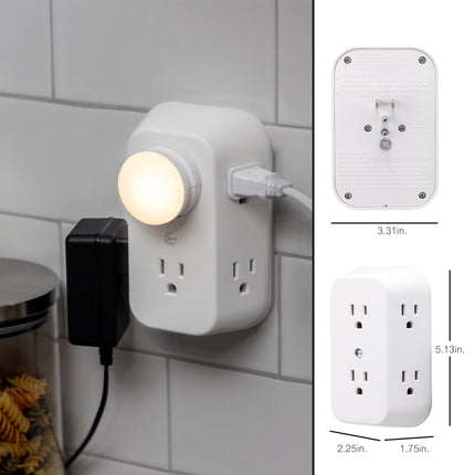 GE 6-Outlet Extender, 2 Pack, Grounded Wall Tap, Adapter Spaced Outlets, 3-Prong, Quick and Easy Install, UL Listed, White, 40222