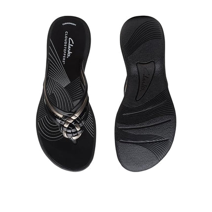 Clarks Women's Breeze Coral Flip-Flop, Black Combi, 4 UK