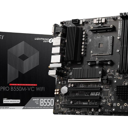 MSI PRO B550M-VC WiFi ProSeries Motherboard (AMD AM4, DDR4, PCIe 4.0, SATA 6Gb/s, M.2, USB 3.2 Gen 2, HDMI/DP, Wi-Fi, mATX)