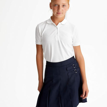 French Toast Girls' Short Sleeve Stretch Pique Polo - 2 Pack, White, 6-6X