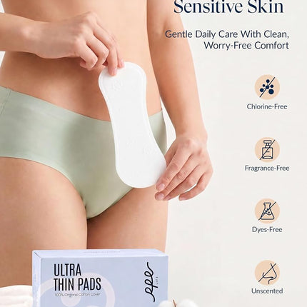Rpe Life 100% Organic Panty Liners for Women-120ct, Ultra Thin Cotton Cover, Regular Pantiliners, Light Absorbency, Unscented Barely There Pantie Liners (Regular Liner, Size 1, 120ct)