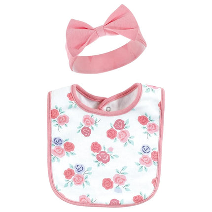 Lot bavoir et bandeau ou bonnet en coton pour bébé unisexe Hudson Baby, fête des Mères, taille unique