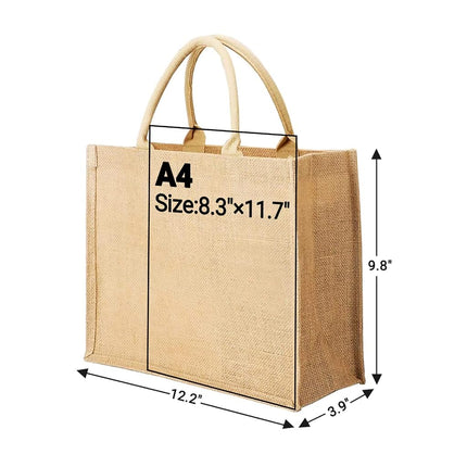 Segarty Tote Bags, 3 Pack Large Burlap Jute Reusable Canvas Gift Favors Bag with Handles Blank Tote Bulk for Bridesmaid Wedding, Women Market Grocery Shopping, Bachelorette Party, Beach Trip, DIY