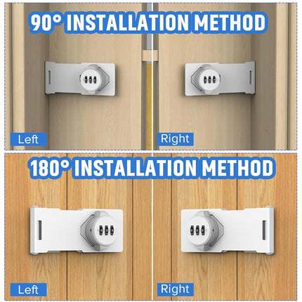 MeBantoo Household Cabinet Password Hasp Locks, Cabinet Locks with Combination, Door Security Slide Latch for Small Barn Doors, Bathroom, Outdoor, Garden (White)