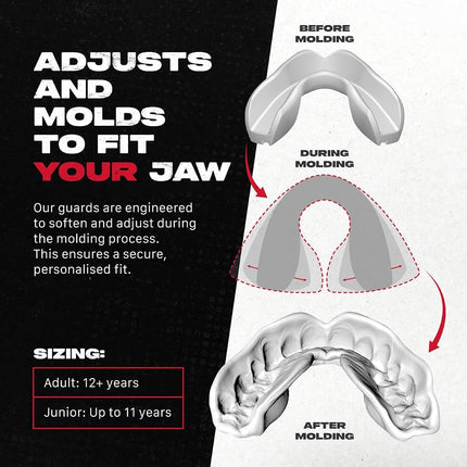 SafeJawz Sports Mouthguard Dual Layer Premium Protection Adults and Junior Gum Shield with Case for Boxing, MMA, Rugby, Martial Arts, Judo and All Contact Sports