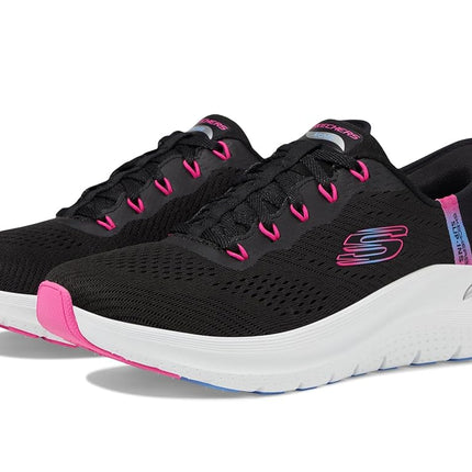 Skechers Slip ins Arch Fit 2.0 Easy Chic Running Trainers Black/Hot Pink 7 UK