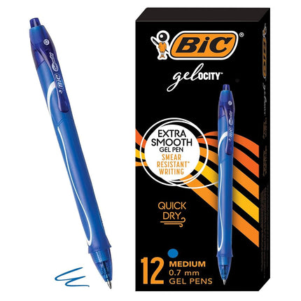BIC Gel-Ocity Quick Dry Gel Pens, Medium Point Ret