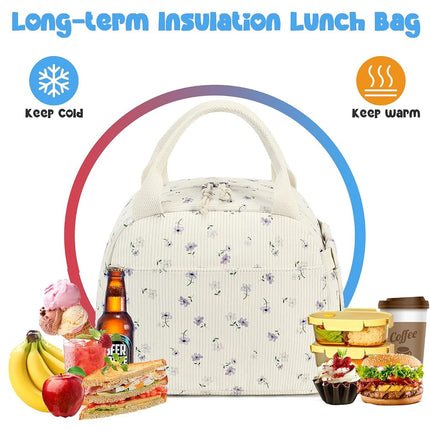 Bluboon Lunch Bag for Women Men Cute Corduroy Lunch Tote Bags Reusable Insulated Lunch Box Large Capacity Reusable Insulated Cooler for Work Picnic or Travel