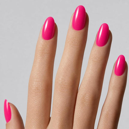 NAILOG Semi Cured Gel Nail Strips, Extra Long Nail Polish Strips (20 Pieces), Long Lasting Semi Cured Nail Stickers with Soft Glossy Gel Finish,Pink Bomb
