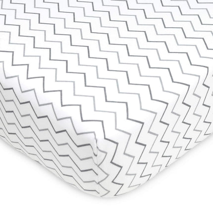 American Baby Company 3 Piece 100% Cotton Jersey Knit Fitted Crib Sheet for Standard Crib and Toddler Mattresses, Grey Star/Zigzag, for Boys and Girls(Pack of 1)