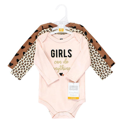 Bodysuits de manga larga de algodón unisex de Hudson Baby, Cinnamon Hearts, prematuro, paquete de 3 Cinnamon Hearts, prematuro