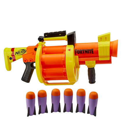 NERF Fortnite GL Rocket-Firing Blaster - 6-Rocket Drum, Pump-to-Fire - Includes 6 Official Rockets - for Youth, Teen, Adult