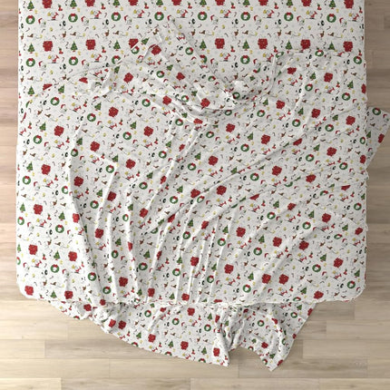 Peanuts® Snoopy Christmas Holiday Microfiber Sheet Set – Queen, 4 Piece Set (Official Peanuts Product) by Franco Collectibles