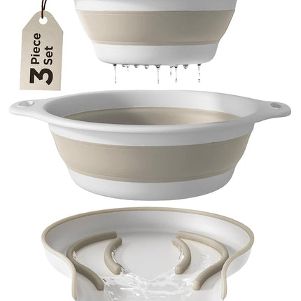 Collapsible Colanders (2 Pack Set) Food Strainers 