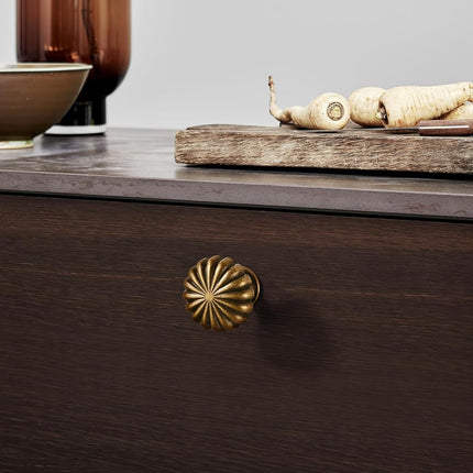 FAPUAL Antique Brass Cabinet Knobs，2 Pack Solid Drawer Pulls for Dressers