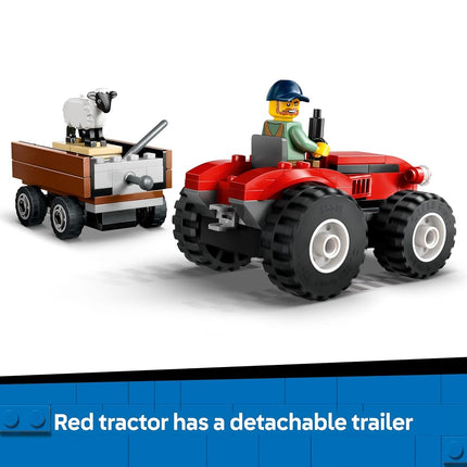 LEGO City Red Farm Tractor with Trailer & Sheep Toy Set - Playset with Animal Figures - Montessori Toys for 4+ Year Old Boys & Girls - Early Learning Gifts - 60461
