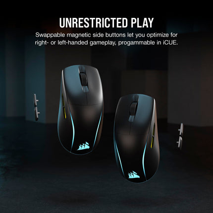 Ratón para juegos FPS ligero Corsair M75 Wireless RGB – 26 000 PPP – Botones laterales intercambiables – Compatible con iCUE – PC – Negro