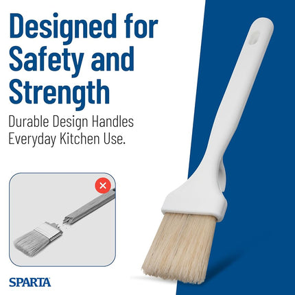 Carlisle 4040102 Sparta Pastry Basting Brush with Molded Handle Hooks, 2" W, 1.75" H, 9.75" L, Size 2", White (Pack of 12)