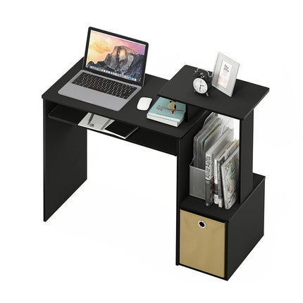 Furinno Econ Multipurpose Home Office Computer Writing Desk, Computer Desk, Study Desk, w/Bin, Black/Brown, 100.1 (W) x 86.6 (H) x 39.9 (D) cm