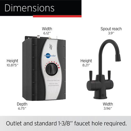 InSinkErator HC250MBLK-SS HOT250 Instant Hot/Cold Water Dispenser, Matte Black