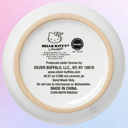 Silver Buffalo Sanrio Hello Kitty Halloween Spooky Mummy Ceramic Cookie Snack Candy Jar with Airtight Bamboo Lid (Small)