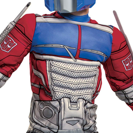 Déguisement officiel Optimus Prime Muscle pour enfants, déguisement Transformers pour garçons avec masque Optimus Prime, déguisement robot pour enfants, idéal pour le carnaval, une semaine de lecture ou un anniversaire, Grande taille