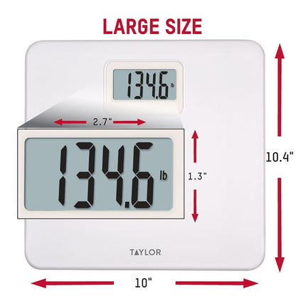 Taylor Digital Plastic Bathroom Scale, Scale for Body Weight, White