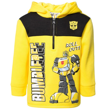 Transformers Optimus Prime Bumblebee Megatron Half Zip Hoodie for Toddlers to Big Kids, yellow, 24 Months