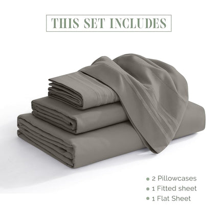 Elegant Comfort Count Egyptian Quality, Wrinkle Resistant Cool & Breathable, Easy Elastic Fitted, Microfiber, Grey, King