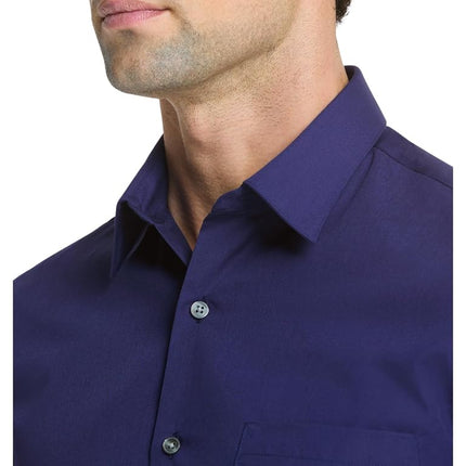 Van Heusen Men's Dress Shirt Fitted Poplin Solid, Persian Blue, 17" Neck 32"-33" Sleeve