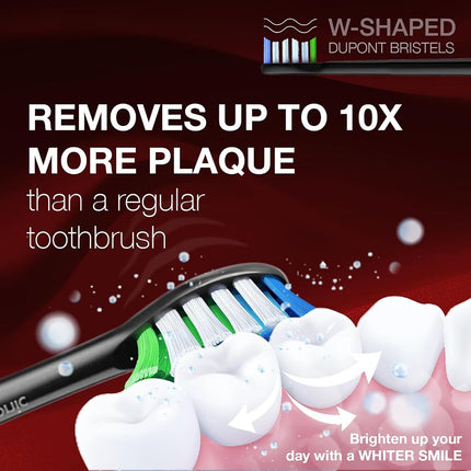 Wagner Stern IntelliBrush Series Whitening Electric Toothbrush with Pressure Sensor. Offers 4 Brushing Modes, 3 intensities, 8 Soft Brush Heads, and a Luxury Travel case.v