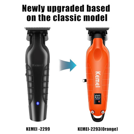 KEMEI 2293 Cordless Zero-Gap T-Blade Hair Trimmer for Men, Orange