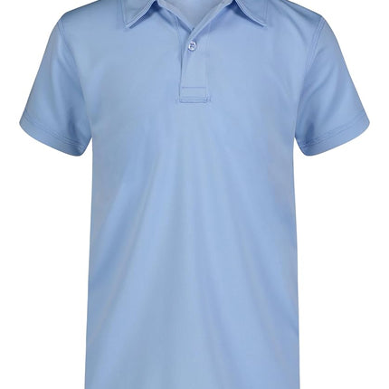 Nautica Boys' School Uniform Sensory-Friendly Short Sleeve Polo Shirt, Button Closure, Moisture Wicking Performance Material, Light Blue, 10-12