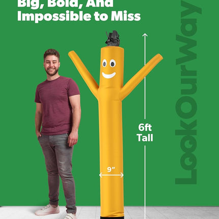 LookOurWay Air Dancers Wacky Waving Inflatable Tube Man Attachment - 7 Feet Tall Advertising Air Dancer Waving Man Inflatable Tube Guy - Blower Not Included - Yellow