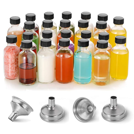 DIDITIME 24 Pack 2 oz Small Clear Glass Bottles wi