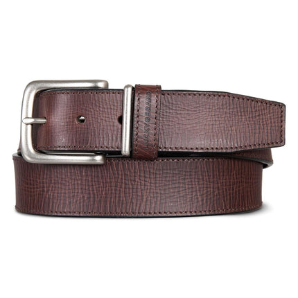 Ceinture en cuir cousu Lucky Brand pour homme | Classique | Décontracté | Habillée | Quotidien | Western | Cuir véritable | Boucle en métal, passant en cuir - Marron, 81cm