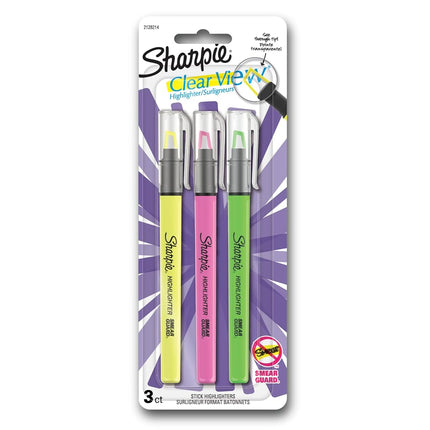 Rotuladores Sharpie Clear View 3/Paq - Amarillo, Verde y Rosa
