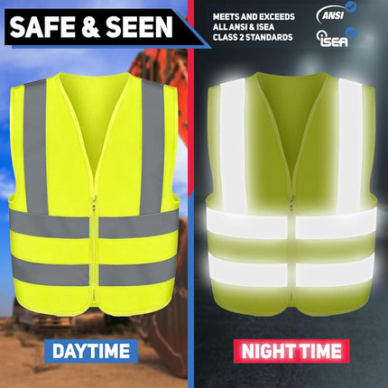 Gilet de sécurité haute visibilité Neiko ANSI Classe 2, sans poche, jaune néon, taille M