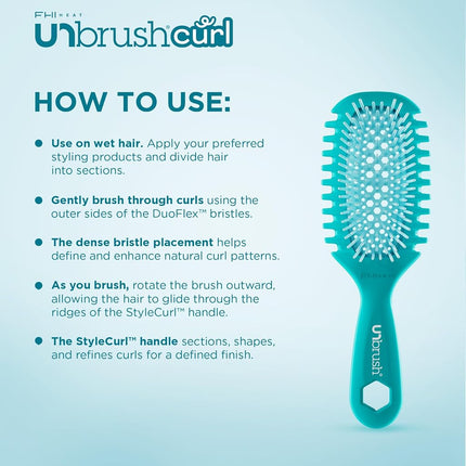 FHI Heat UNbrush Curl Defining Brush — Wavy, Coily, and Curly Hair Brush with DuoFlex Bristles & StyleCurl Handle — for Gentle Detangling & Faster Styling on Wet Hair - Cool Breeze