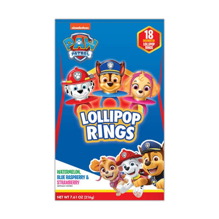 Decorated PAW Patrol Themed Lollipops Rings, Assorted Fruit Flavored Hard Candies, 18 Individually Wrapped Pieces