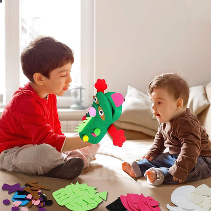 WATINC 12Pcs Hand Puppet Making Kit for Kids Art Craft Felt Sock Puppet Creative DIY Make Your Own Puppets Pipe Cleaners Pompoms Storytelling Role Play Party Supplies for Girls Boys
