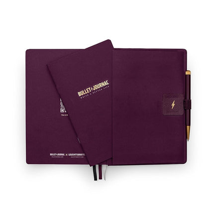 LEUCHTTURM1917 The Official Bullet Journal Edition 2 - Notebook Built for BuJo, Medium A5 204 Pages of 120gsm Paper, with Bujo Pocket Guide (Purple26)