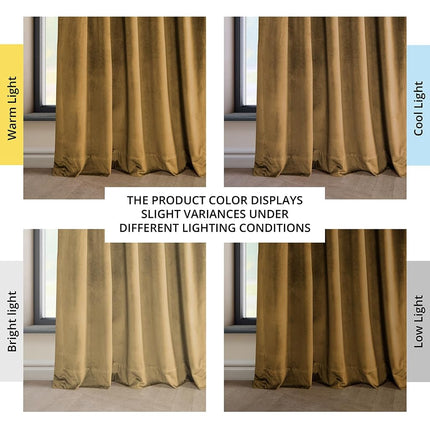 HPD Half Price Drapes Heritage Plush Velvet Curtains 84 Inches Long Room Darkening Curtains for Bedroom & Living Room 50W x 84L, (1 Panel), Retro Gold