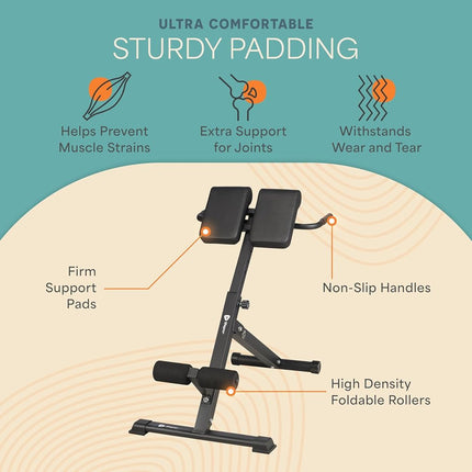 Lifepro Foldable Roman Chair Hyperextension Bench & Dip Station - Multi-Purpose Workout Chair & Back Extension Bench for Upper Body, Lower Body, & Core Strength Training - 330 Lbs Weight Capacity