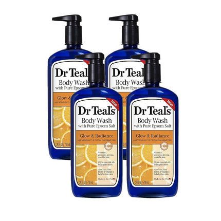 Dr. Teal's Glow & Radiance with Vitamin C & Citrus Essential Oils Shower Gel 680ml (Pack of 4)