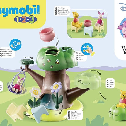 Playmobil 71316 1.2.3 & Disney: Winnie's & Piglet's Tree House, Winnie-the-Pooh, educational toys for toddlers, gifting toy and fun imaginative role-play, playsets for children ages 12 months+