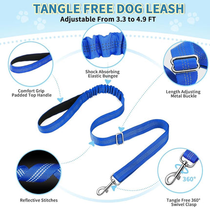 Lukovee Dog Leashes for Small Dogs, Lightweight Soft Small Dog Harness Neck & Chest Adjustable, Reflective Harness Anti-Twis Puppy Harness Vest Harness (Meduim, Blue)