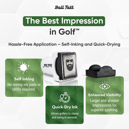 Ball Tatt Golf Ball Stamp, Golf Ball Stamper, Self-Inking Golf Ball Stamp Markers, Reusable Golf Ball Marking Tool to Identify Golf Balls, Golfer Gift Golfing Accessories (Beard Man)